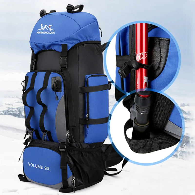 90L Waterproof Hiking Backpack – Large Capacity Trekking & Camping Rucksack for Men
